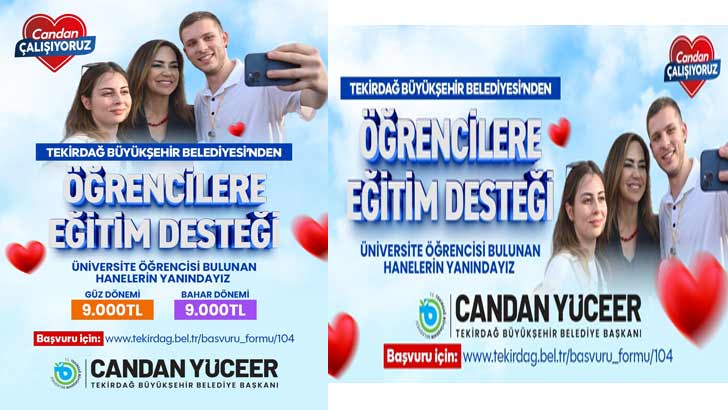 Tekirdağ Belediyesi Eğitim Desteği Bursu 2026-2027