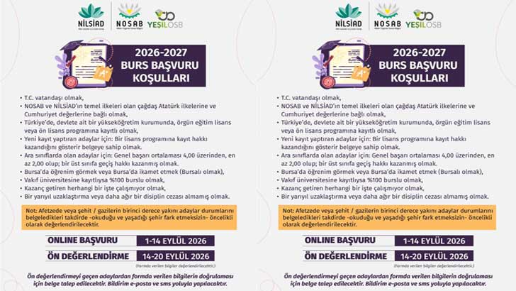 NİLSİAD & NOSAB Burs Başvuruları