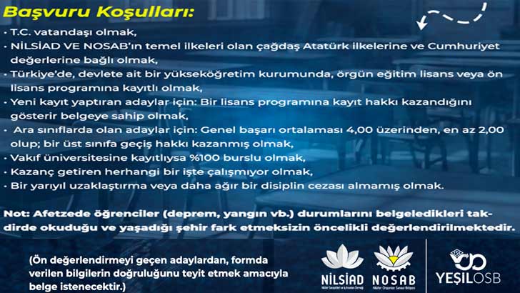 NİLSİAD & NOSAB Burs Başvuruları