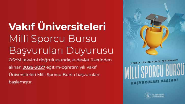 Vakıf Üniversiteleri Milli Sporcu Eğitim Bursu 2026-2027