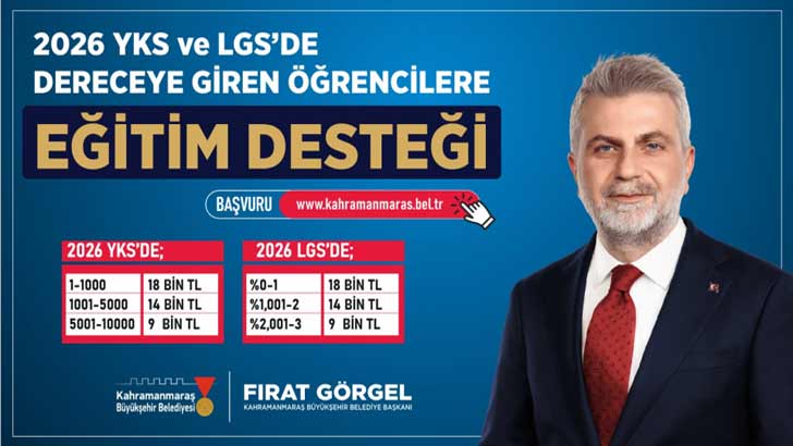 Kahramanmaraş Belediyesi YKS LGS Eğitim Desteği 2026-2027