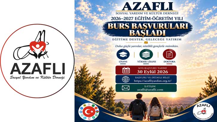 Azaflı Sosyal Yardım Ve Kültür Derneği Bursu 2026-2027