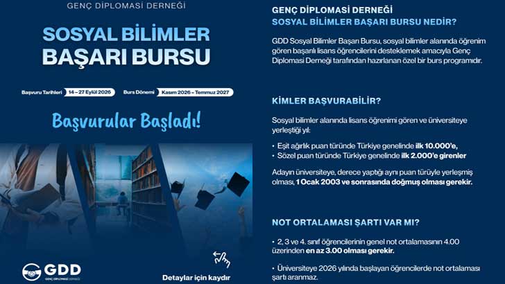 GDD Sosyal Bilimler Başarı Bursu 2026-2027