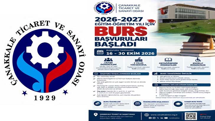 Çanakkale Ticaret Ve Sanayi Odası ÇTSO Bursu 2026-2027