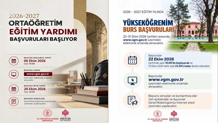 Vakıflar Genel Müdürlüğü VGM Burs Başvurusu 2026-2027